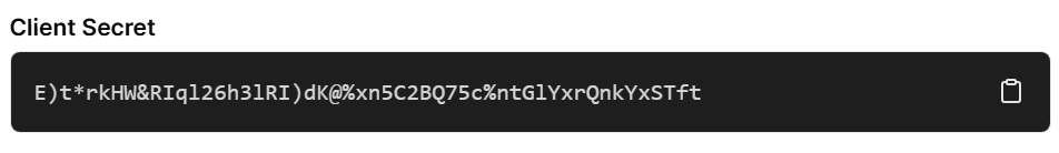 App client creation copy client secret
