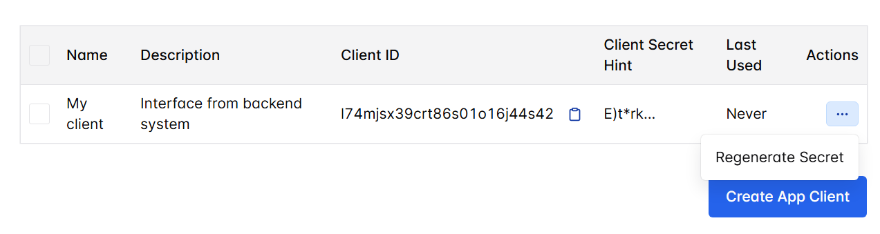 App client regenerate secret
